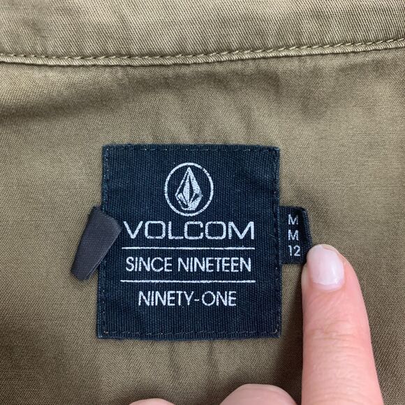 Volcom Good Side Hooded Jacket Womens M Olive Zip Up Cotton Lightweight Military - Picture 9 of 15